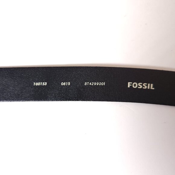 Fossil Black Leather Belt Womens Size Large 1" Wide Roller Buckle Classic - Picture 8 of 16